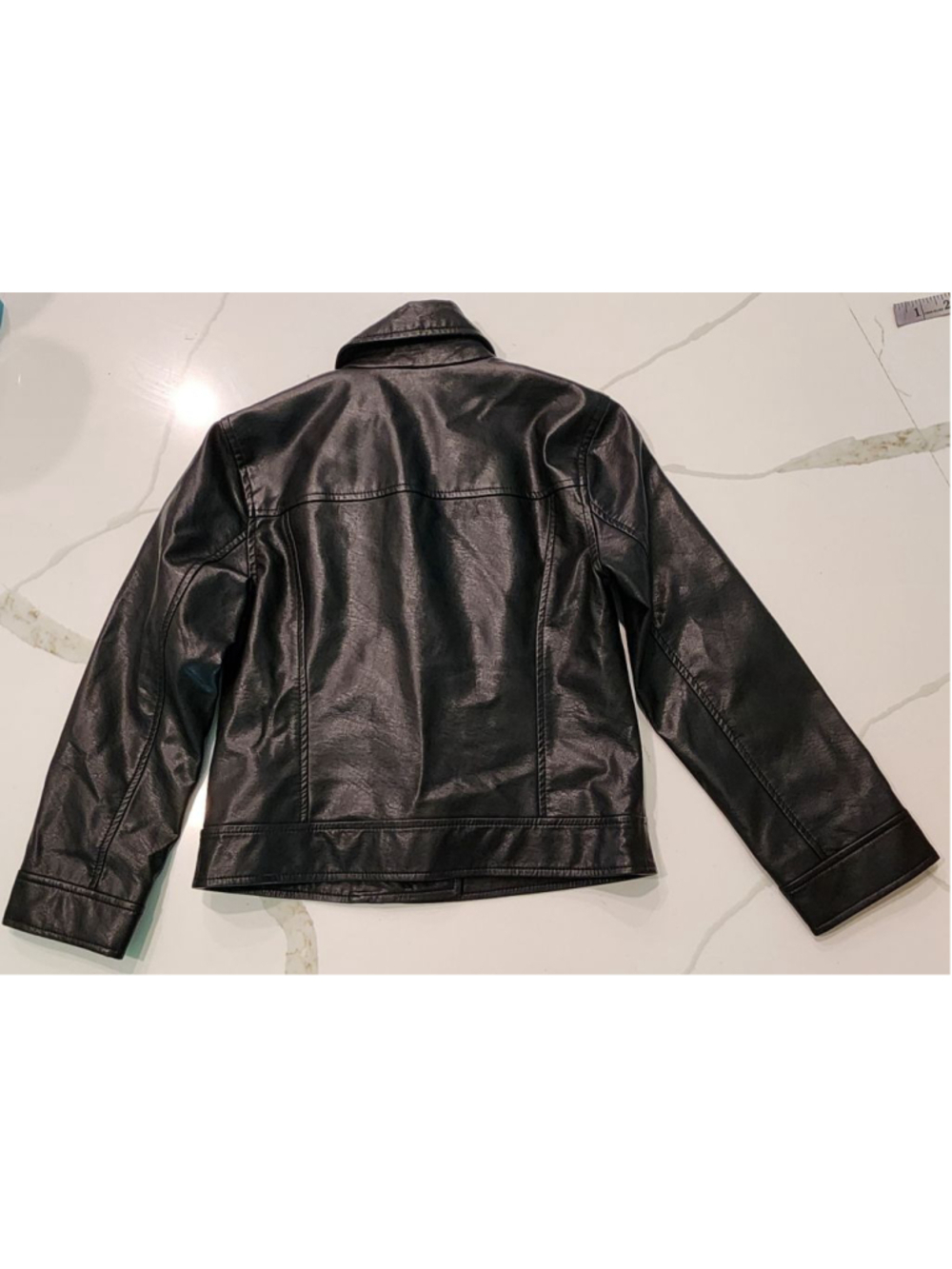 Abercrombie Kids Black Faux Leather Motorcycle Moto Biker Jacket Size 7/8 - Picture 2 of 8